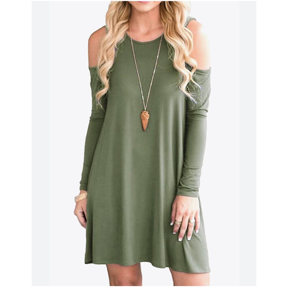 ALYA moss cold shoulder swing  dress Size  Medium